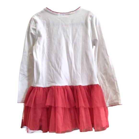 Bonnie Jean Girls Size 6 Dress Tutu Rudolph Long Sleeve Holiday White Red - Picture 6 of 9